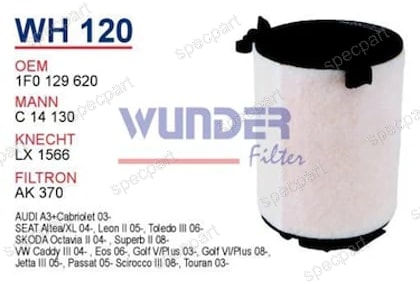 filtr a air Vw groupe Wunder Wh120 SEAT / SKODA
