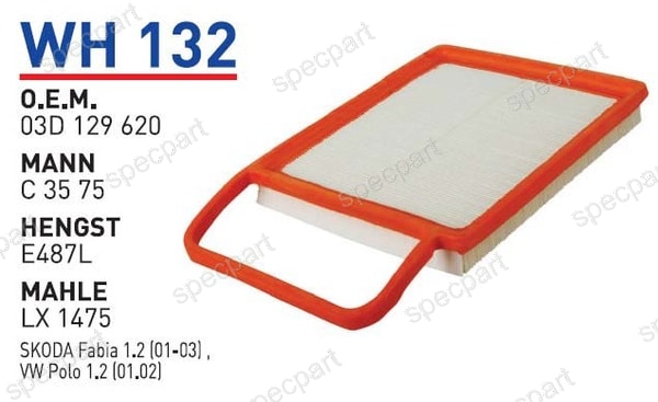 Filtre à air  Wunder WH132 Misfat P403 SKODA / VW
